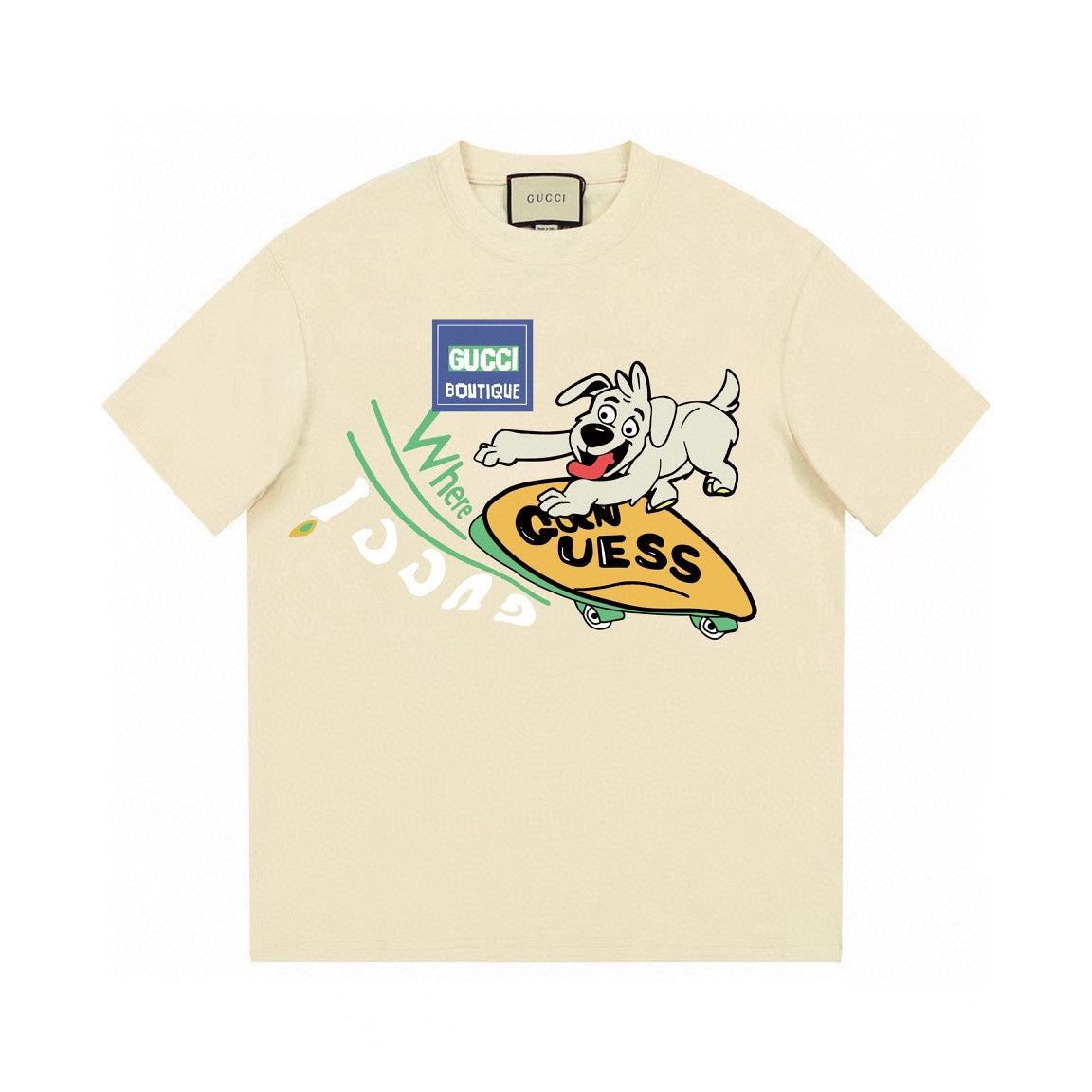 Dog in Skateboarding Printed T-Shirt Dog in Skateboarding Printed T-Shirt