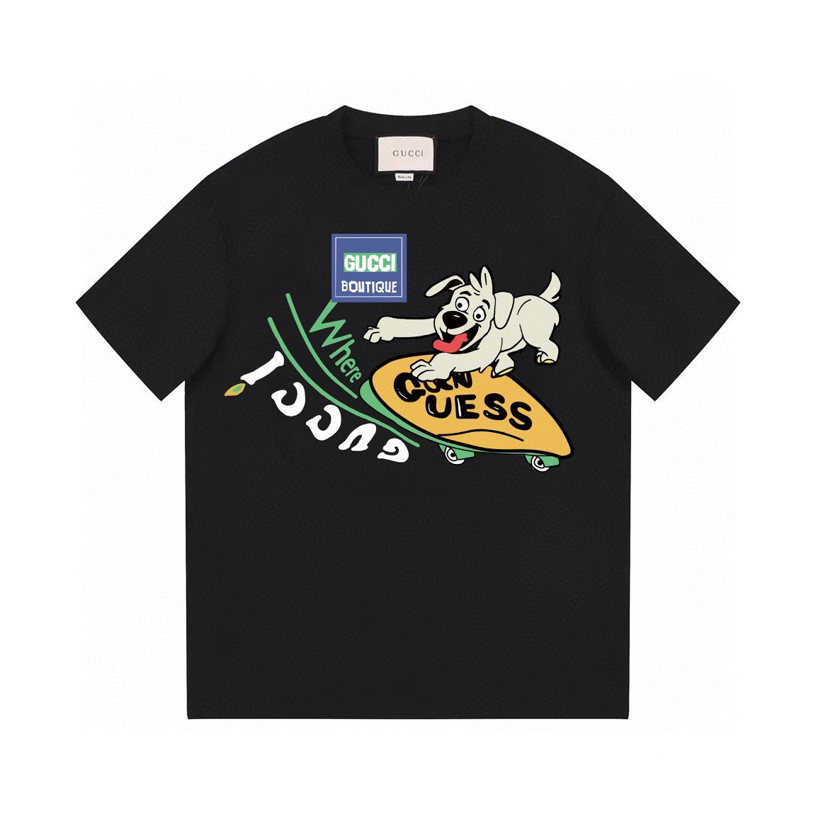 Dog in Skateboarding Printed T-Shirt Dog in Skateboarding Printed T-Shirt