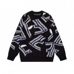 F Letter Knitted Sweater