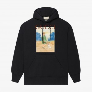 Children And Dogs Print Hoodie