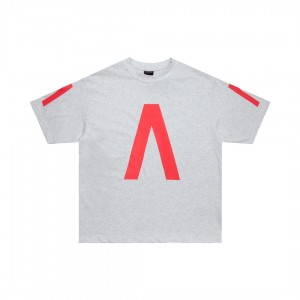 T-shirt oversized in light grey/red