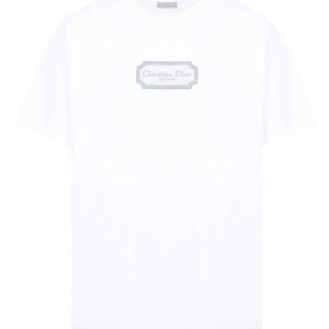Rectangular Brand Print Crewneck T-Shirt