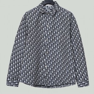 Men's Button Up Overshirt Jacket Oblique Cotton