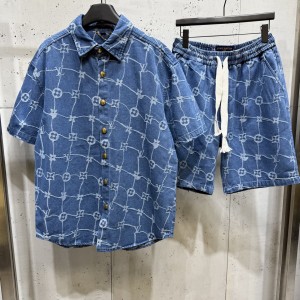 Full printed denim suit