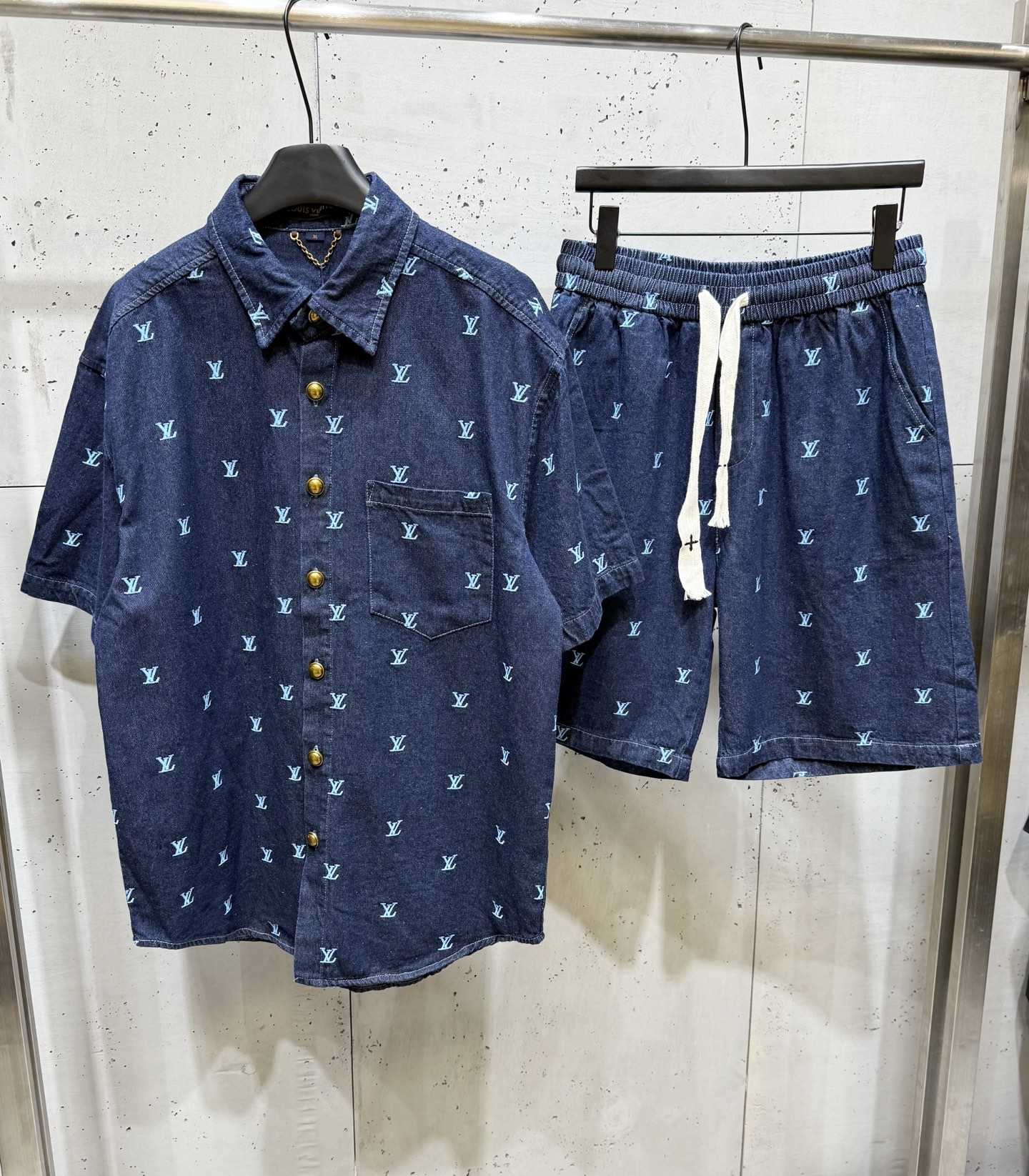 Full letter embroidered denim set Full letter embroidered denim set