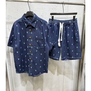 Full letter embroidered denim set