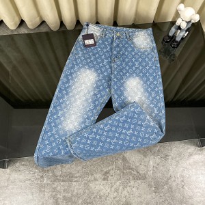 Classic washed blue jacquard jeans