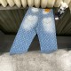 Classic washed blue jacquard jeans Classic washed blue jacquard jeans