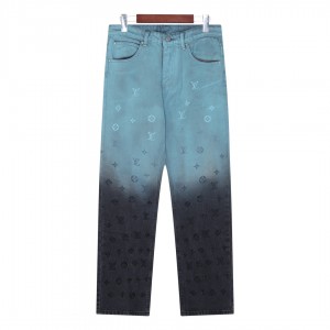 Fade color embroidered jeans