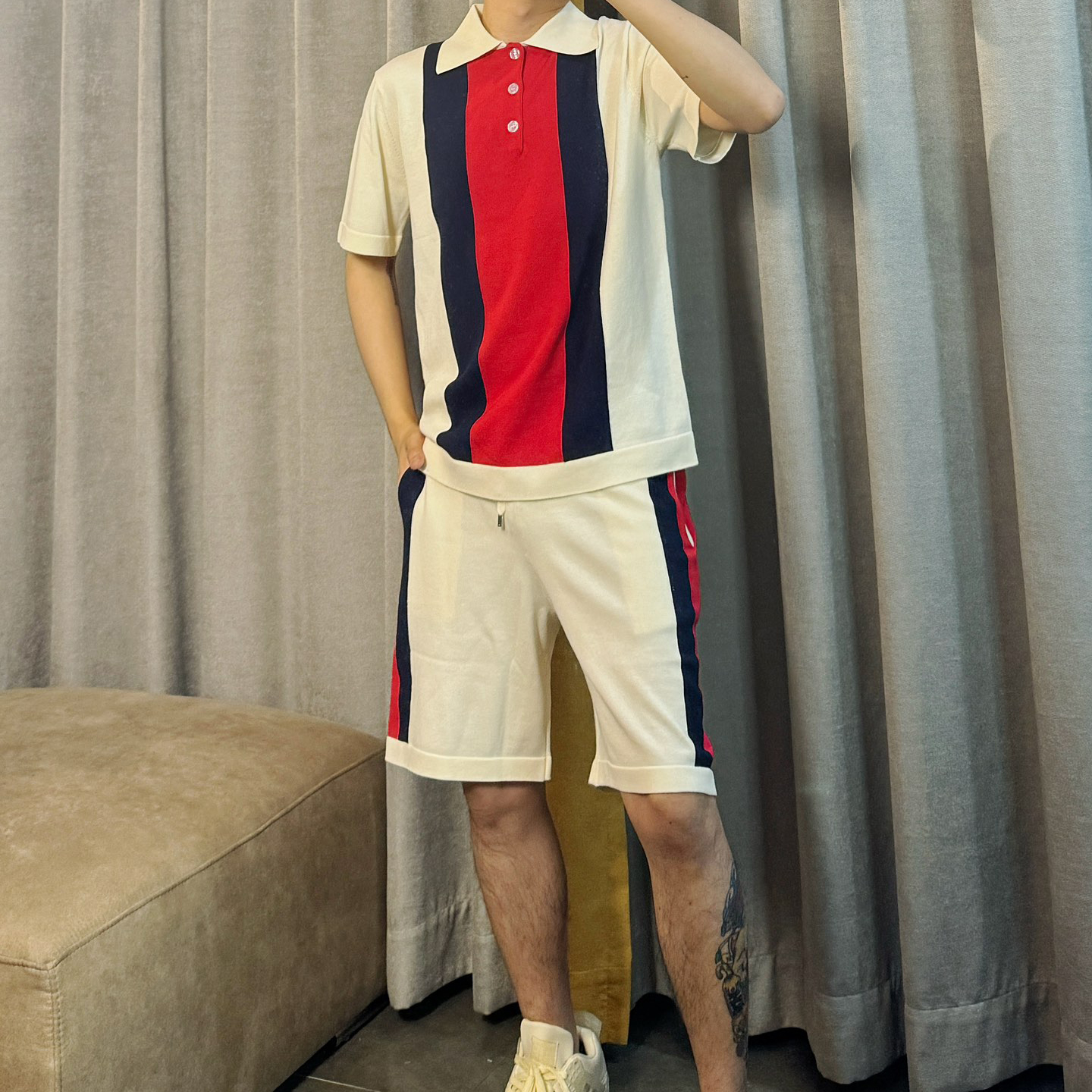 New striped polo suit New striped polo suit