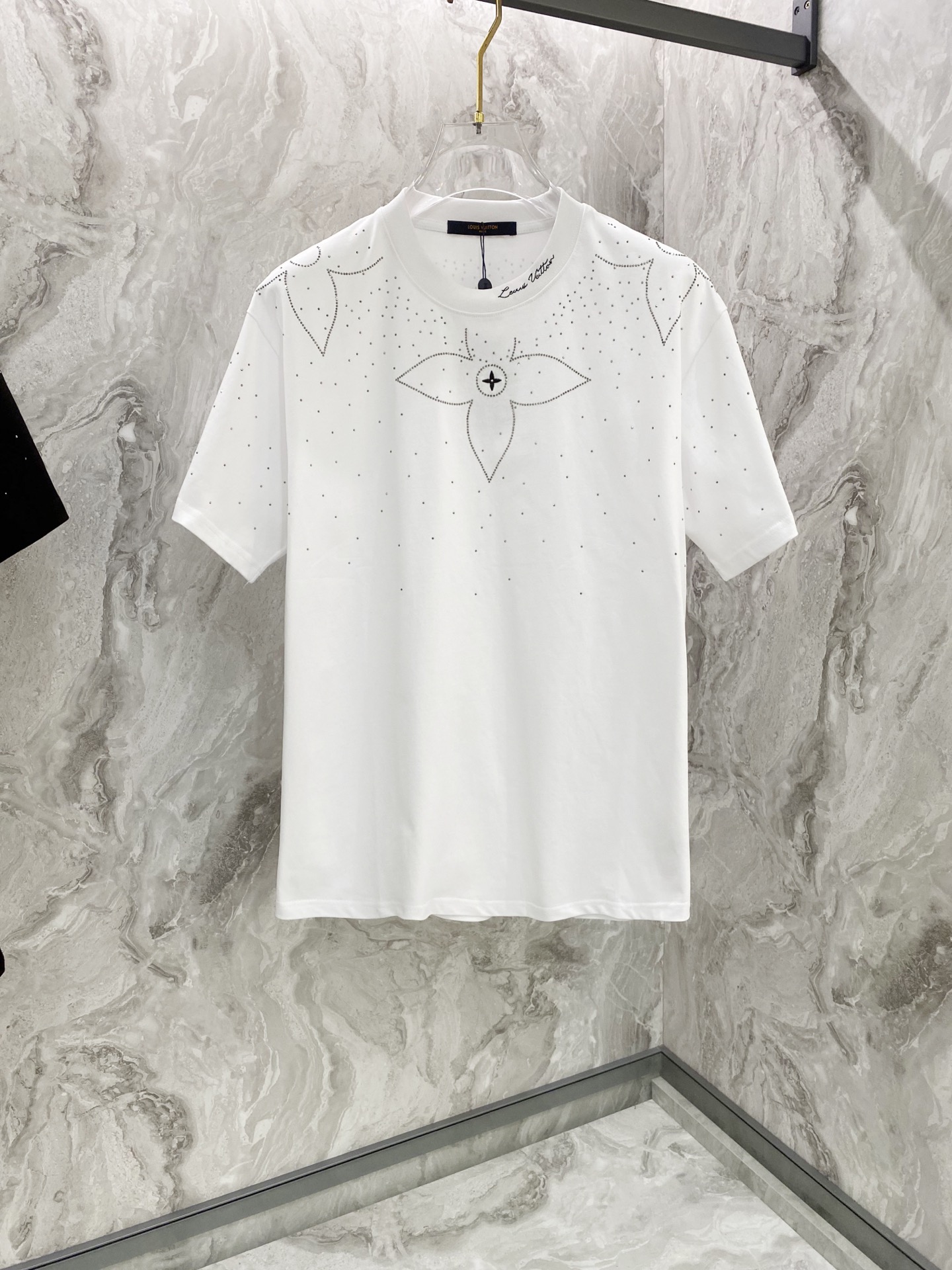 Embroidery band drill personality t-shirt Embroidery band drill personality t-shirt