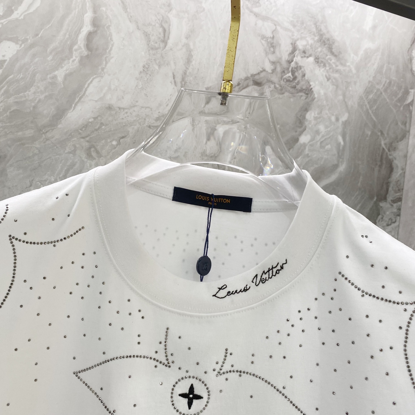 Embroidery band drill personality t-shirt Embroidery band drill personality t-shirt