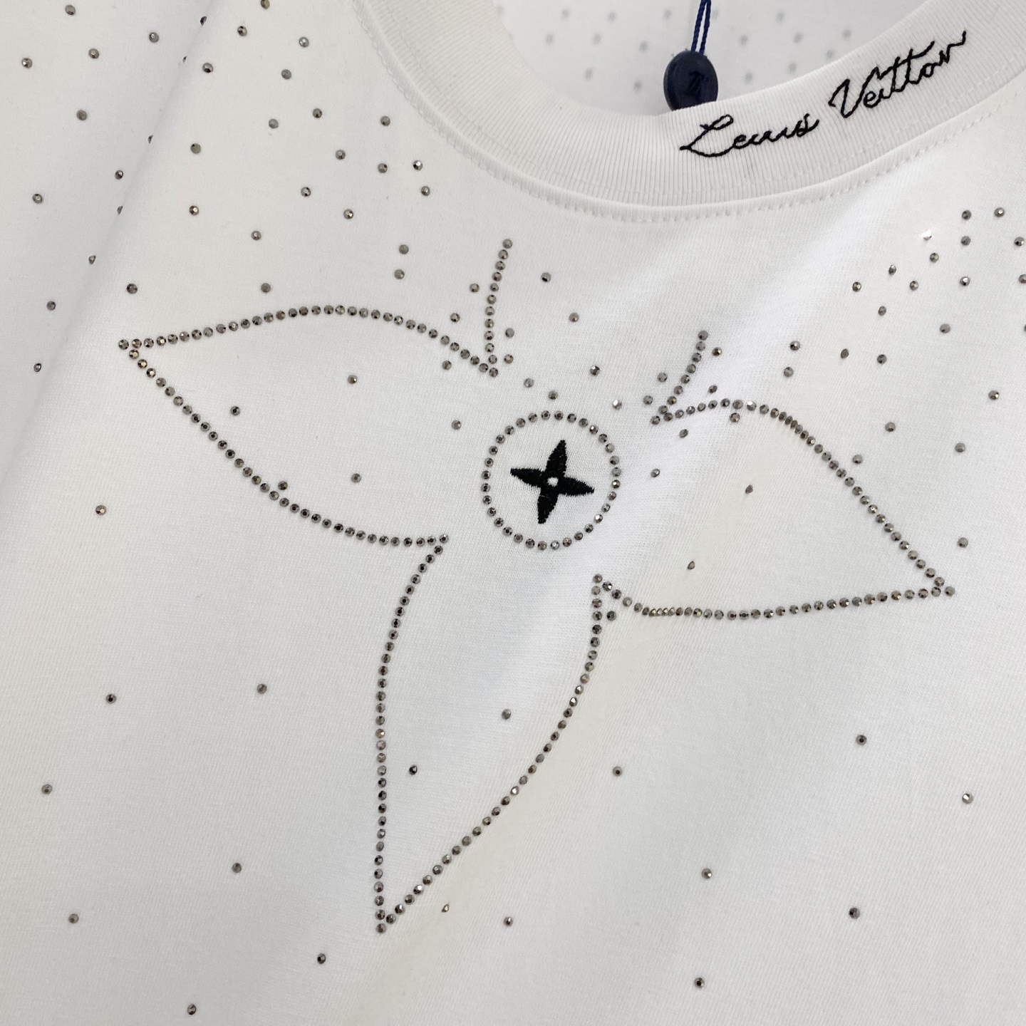 Embroidery band drill personality t-shirt Embroidery band drill personality t-shirt