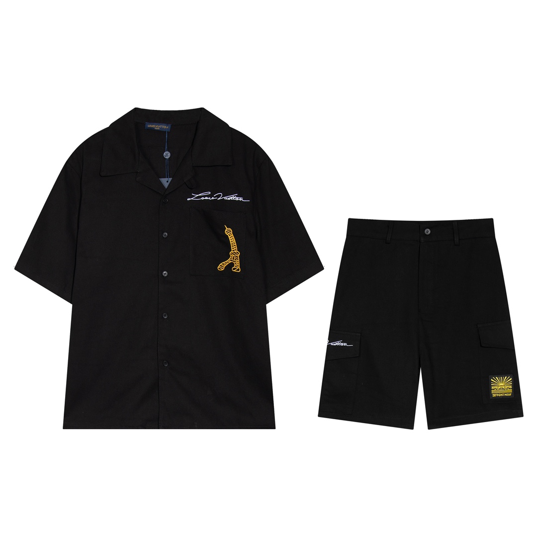 Embroidered denim shirt set Embroidered denim shirt set
