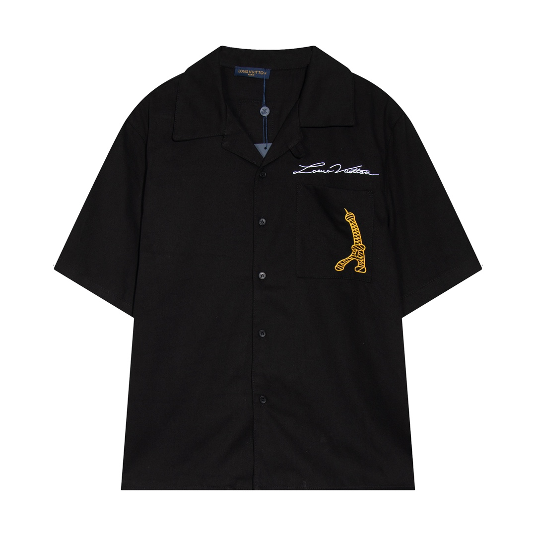 Embroidered denim shirt set Embroidered denim shirt set