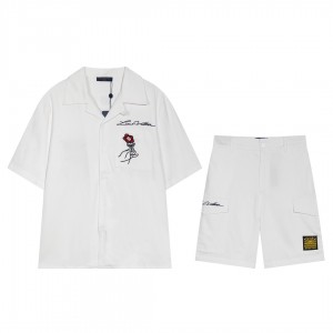 2025ss Embroidered denim shirt set