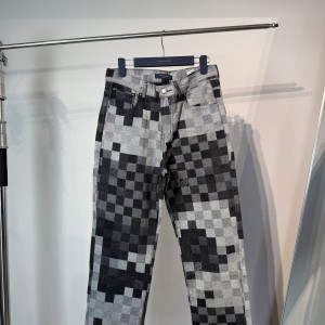Checkerboard jacquard jeans