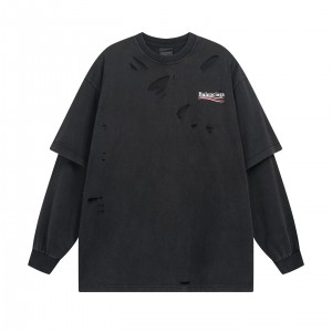 Printed ripped long sleeve t-shirt