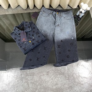 Gradient color flame jeans