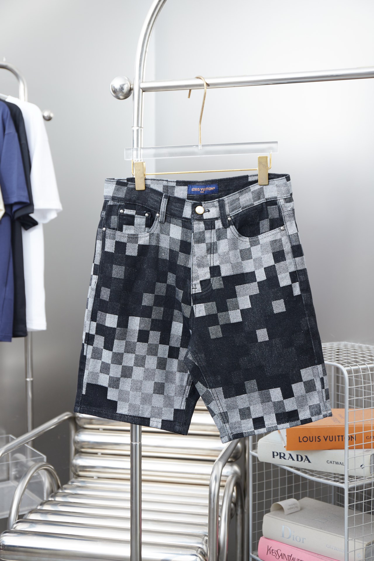 25ss jacquard plaid denim shorts 25ss jacquard plaid denim shorts