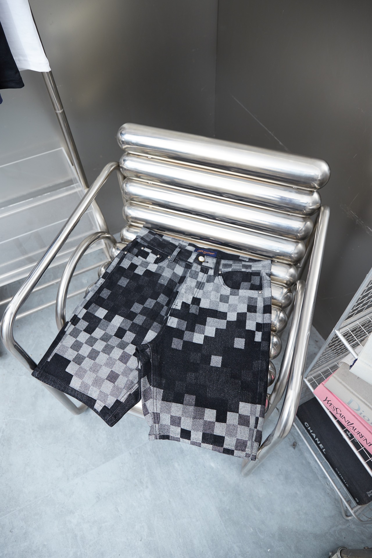 25ss jacquard plaid denim shorts 25ss jacquard plaid denim shorts