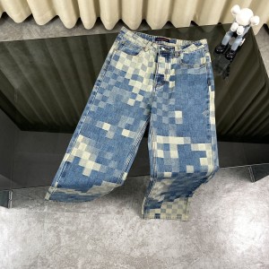 Mosaic plaid jeans