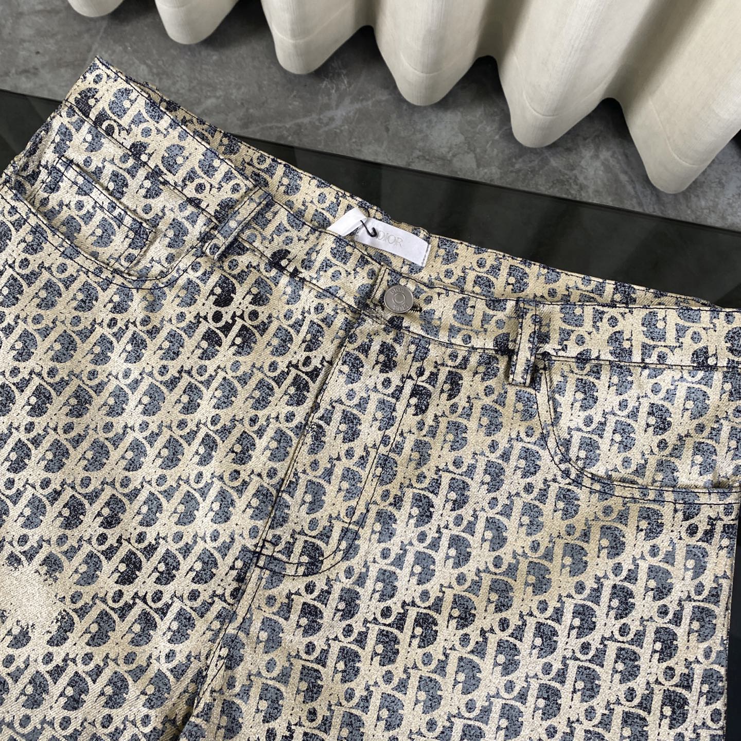 High craft gold stamping full print jeans High craft gold stamping full print jeans