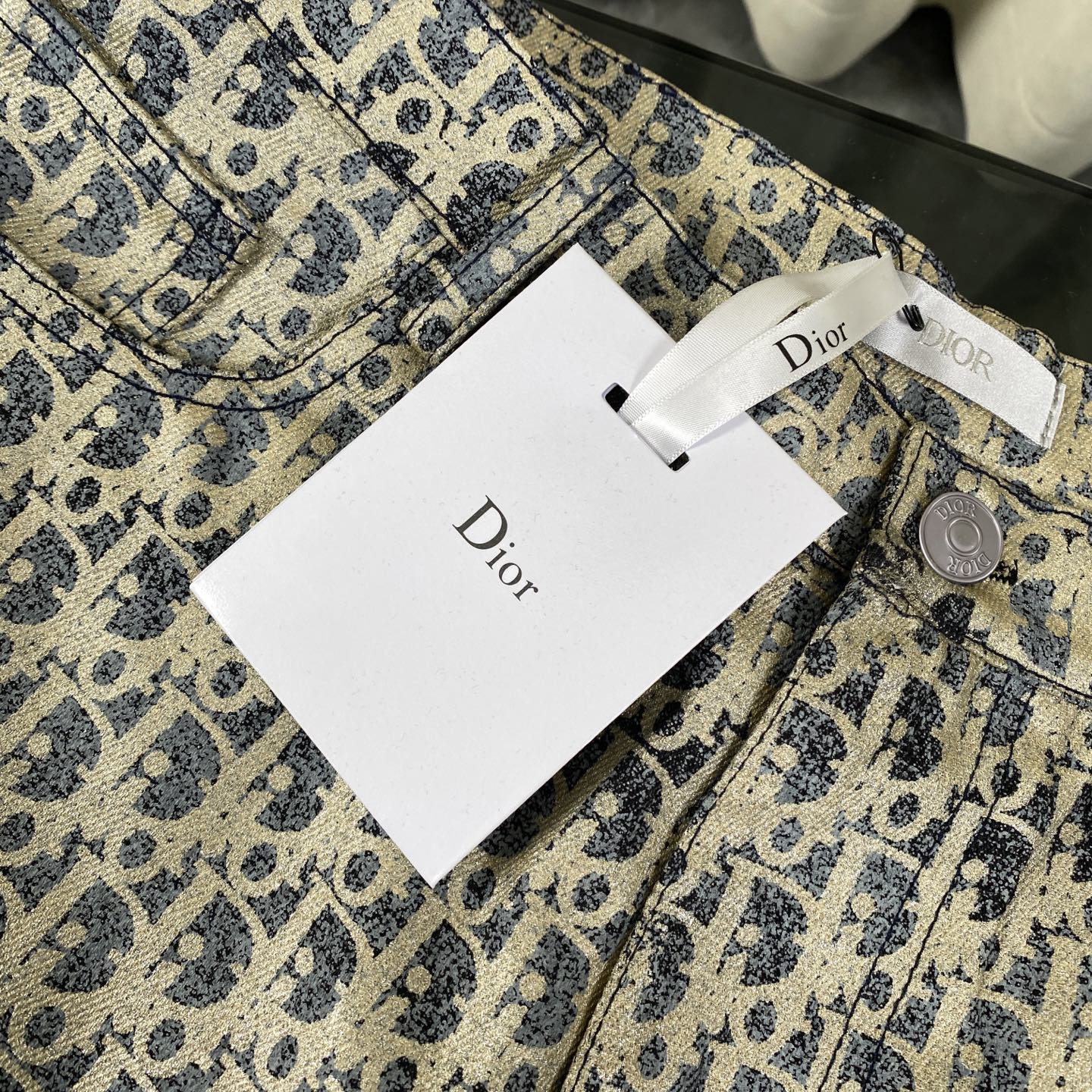 High craft gold stamping full print jeans High craft gold stamping full print jeans