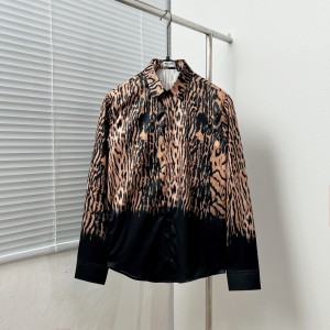 Leopard print patchwork print shirt