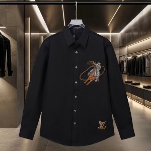 Western denim heavy craftsmanship embroidered long-sleeved shirt