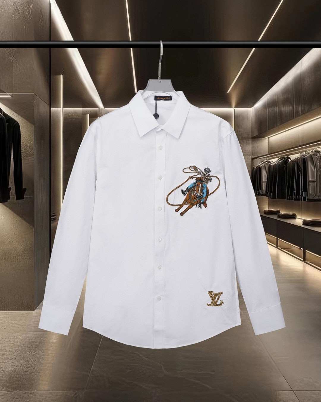 Western denim heavy craftsmanship embroidered long-sleeved shirt Western denim heavy craftsmanship embroidered long-sleeved shirt