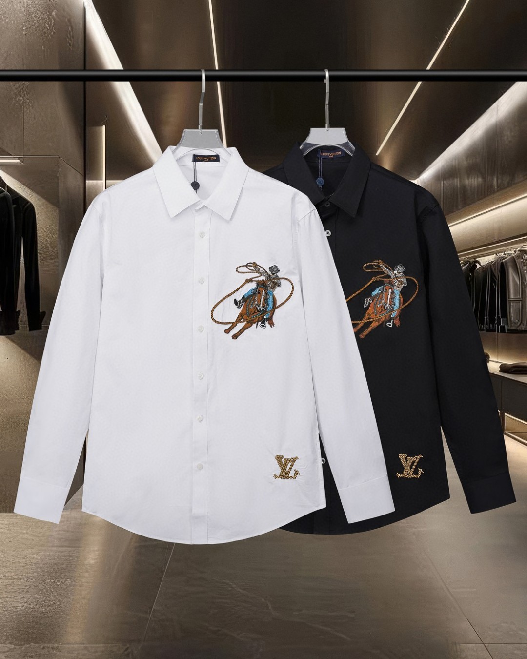 Western denim heavy craftsmanship embroidered long-sleeved shirt Western denim heavy craftsmanship embroidered long-sleeved shirt