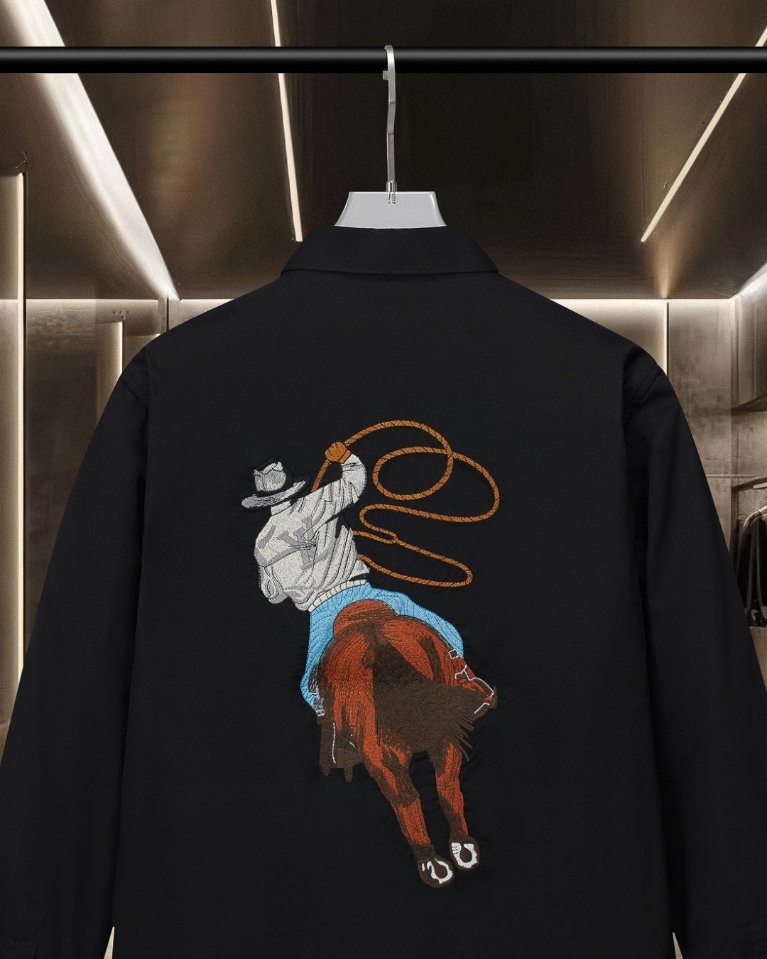 Western denim heavy craftsmanship embroidered long-sleeved shirt Western denim heavy craftsmanship embroidered long-sleeved shirt