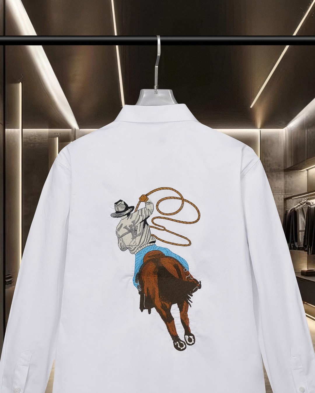 Western denim heavy craftsmanship embroidered long-sleeved shirt Western denim heavy craftsmanship embroidered long-sleeved shirt