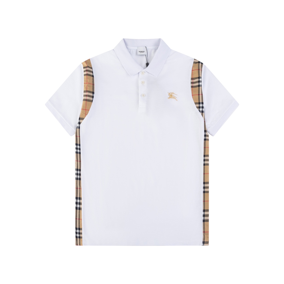 Plaid splicing embroidery polo shirt Plaid splicing embroidery polo shirt