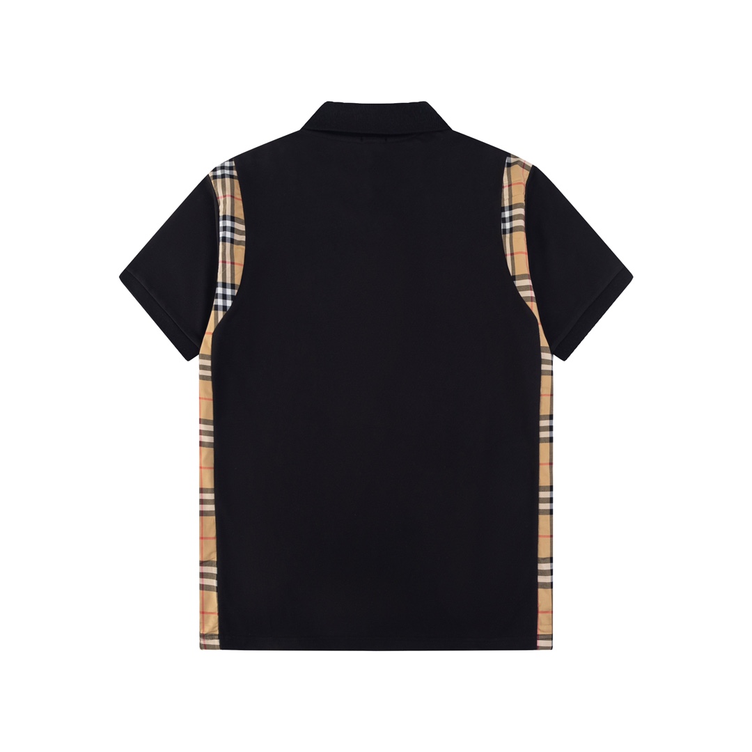 Plaid splicing embroidery polo shirt Plaid splicing embroidery polo shirt