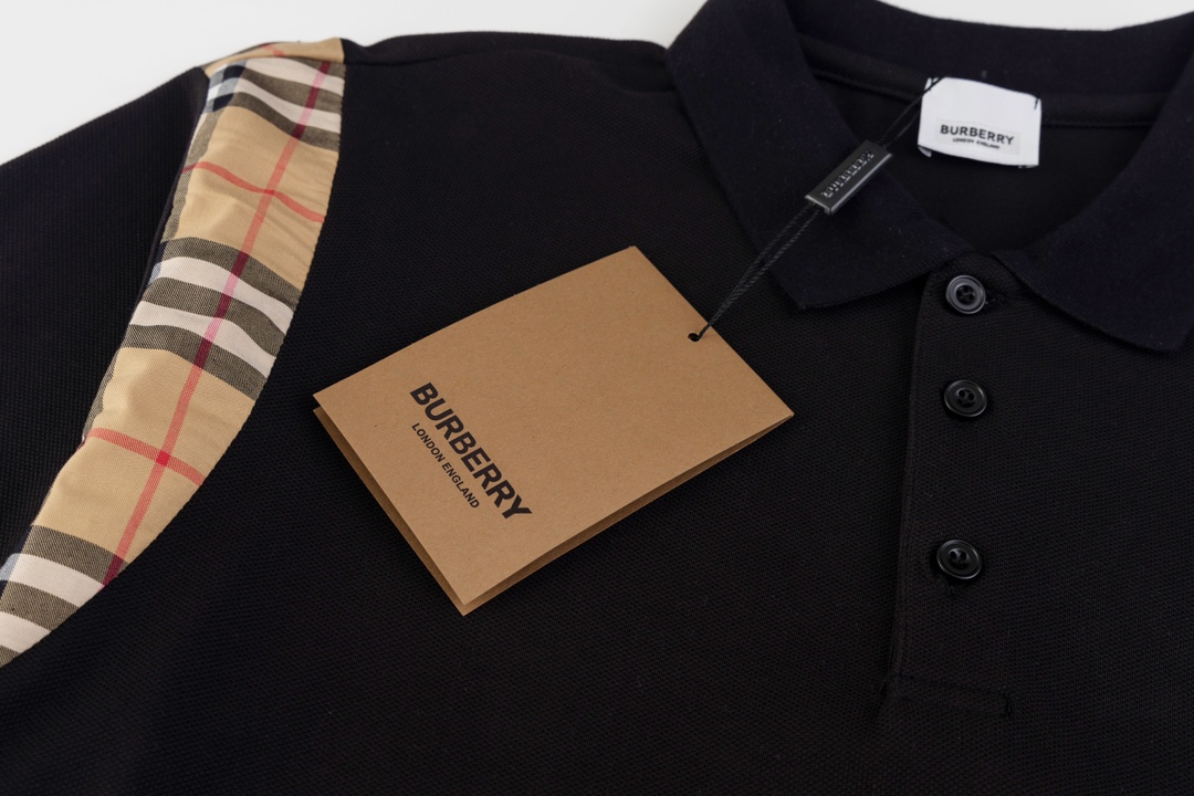 Plaid splicing embroidery polo shirt Plaid splicing embroidery polo shirt
