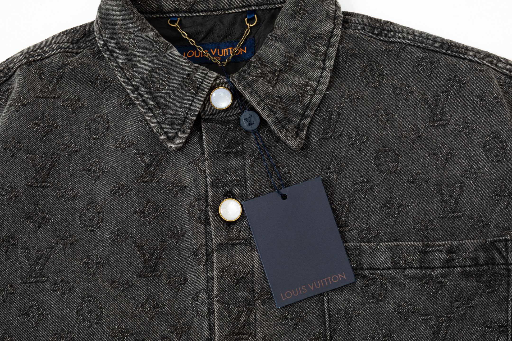 Full print jacquard denim short-sleeved shirt Full print jacquard denim short-sleeved shirt